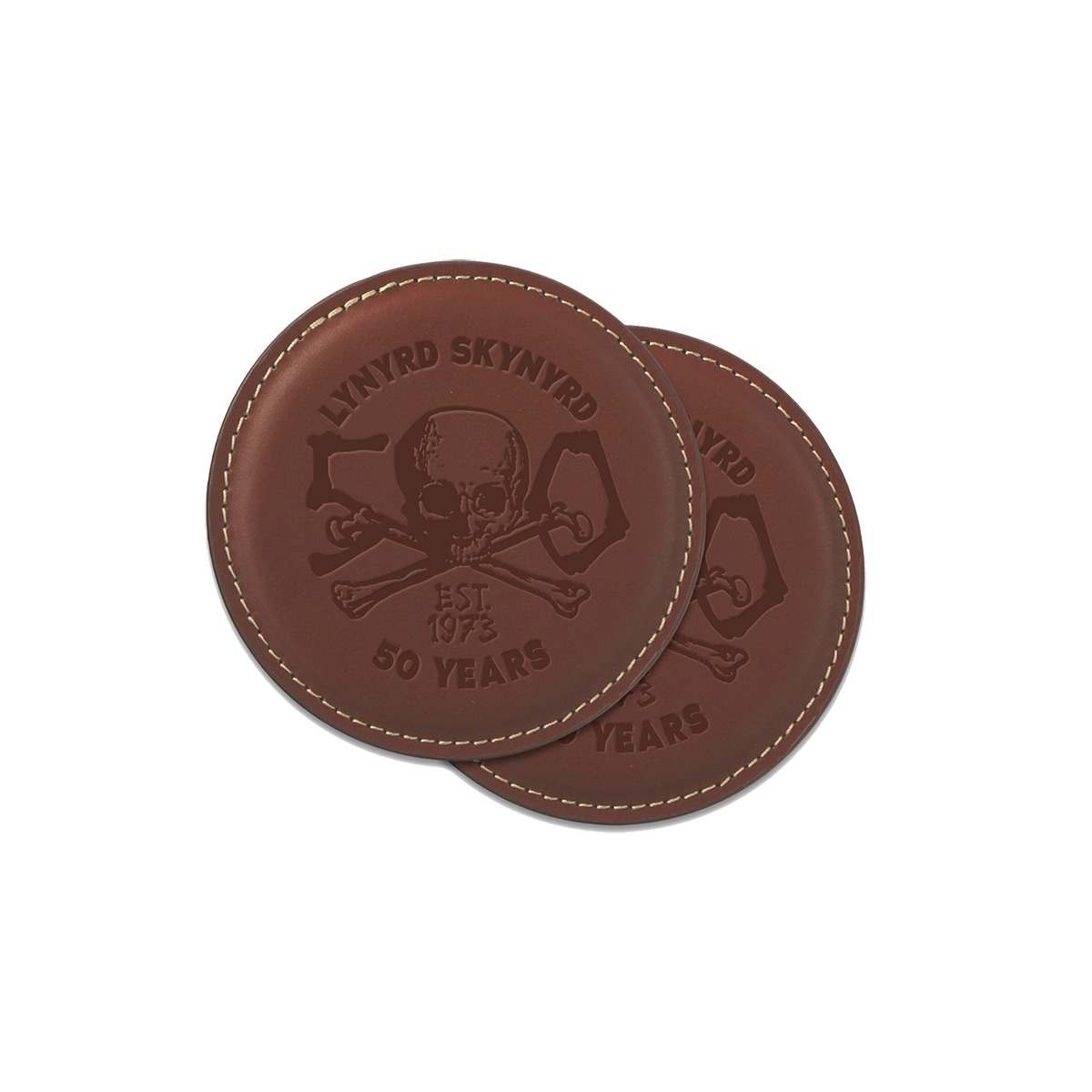 50 Years Embossed Leather Coasters