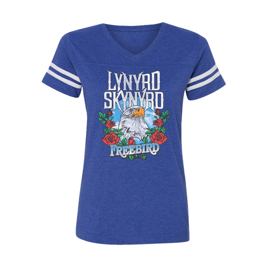 Eagle Roses Blue Ladies T-Shirt